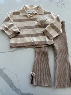 Zara Cream and Taupe 2 Piece Set